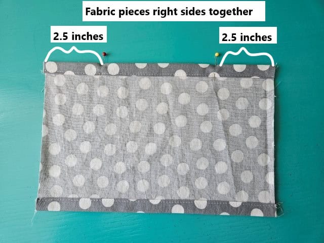 Pin to show where to start and stop sewing to create the opening in the tissue box cover