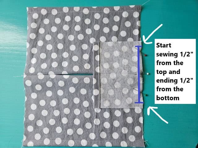 Right sides together lining up the center with the seam