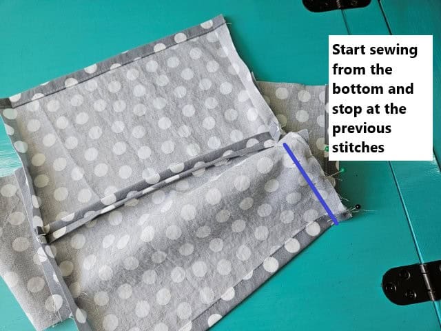 Sew the side starting at the bottom