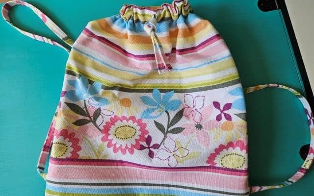 Simple Drawstring Backpack Using a Fabric Shower Curtain – Upcycle Sewing Tutorial