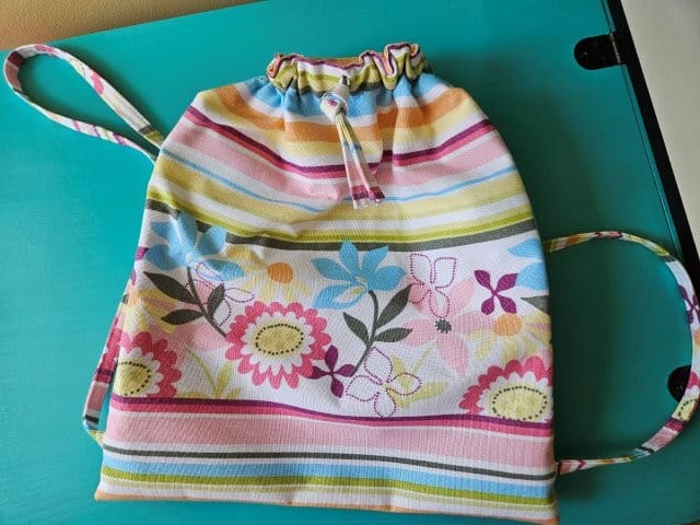 Simple Drawstring Backpack Using a Fabric Shower Curtain – Upcycle Sewing Tutorial