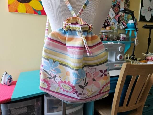 Shower curtain drawstring backpack sewing pattern