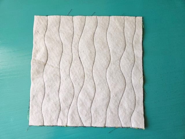 Picture of the batting quilted to the outer fabric