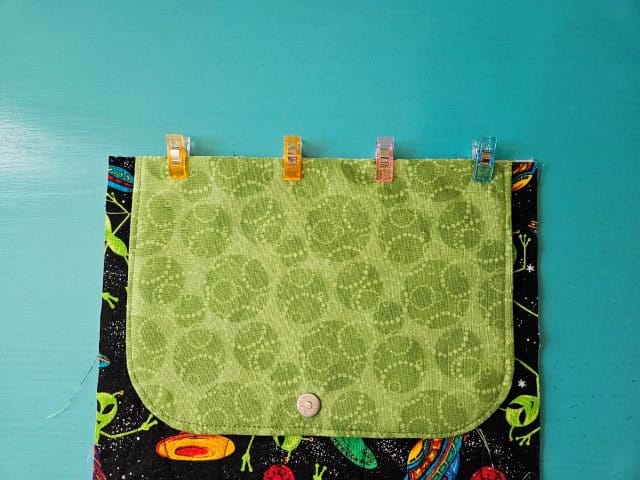 Flap cover ready to baste to the messenger bag