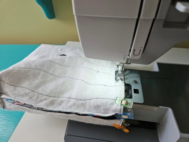 Sew around the top of the bag