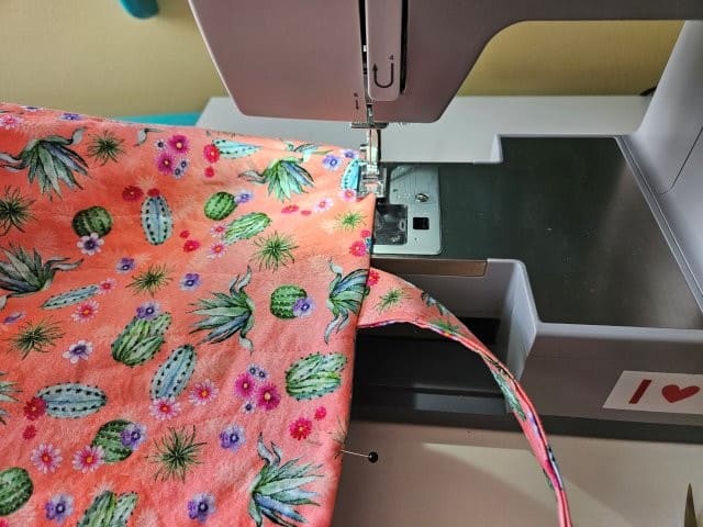 Top stitch around the top of the tote bag