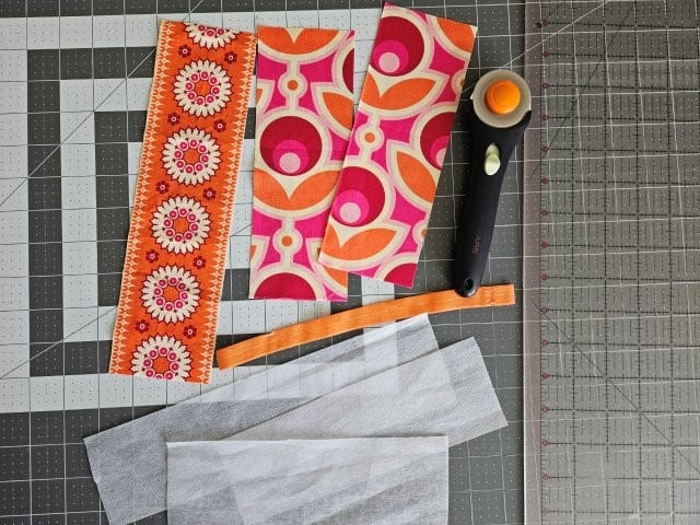 Journal bookmark pen holder cut fabric pieces