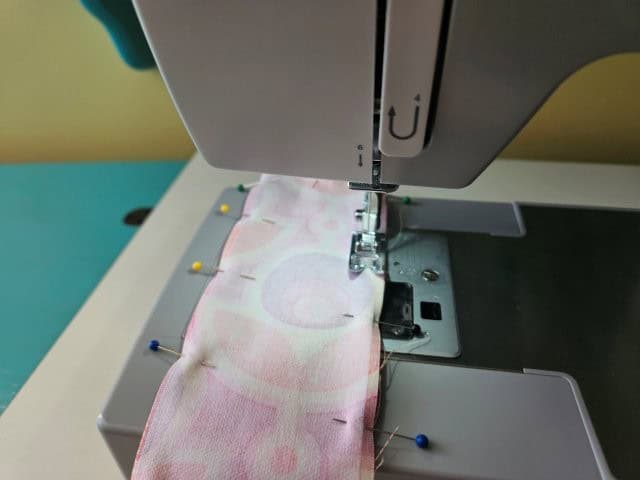 Sew around the bookmark leaving an opening for turning