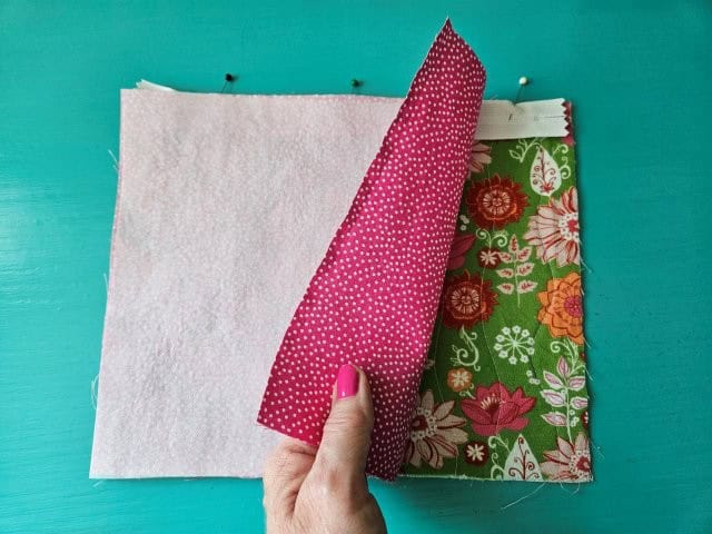 Place the lining piece on top of the zipper