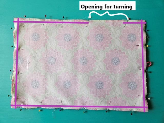 Sew all around the notepad holder leaving an opening for turning