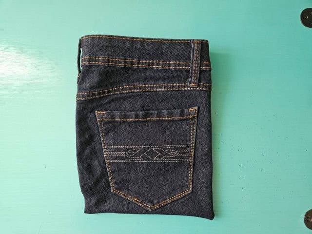 Turn the jeans crossbody bag right side out