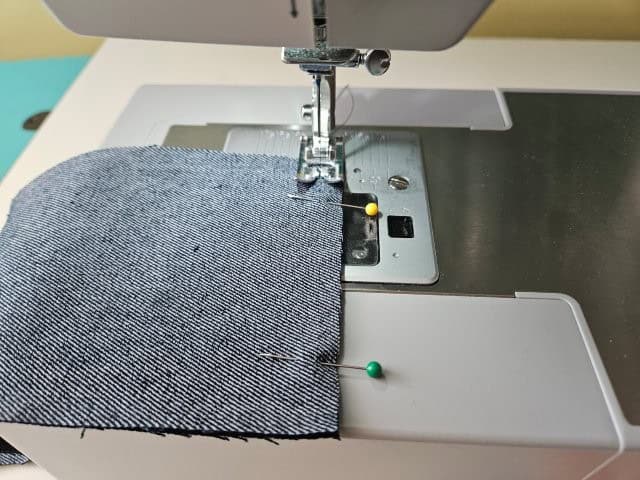 Sew the jean strips together