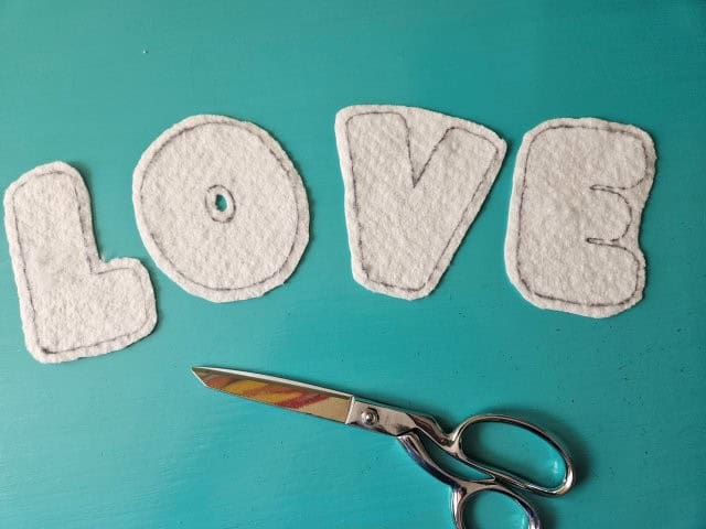 After traced on the batting, cut out the letters