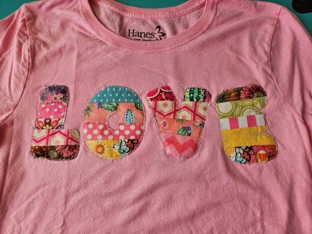 DIY patchwork letters to embellish a shirt or sweatshirt