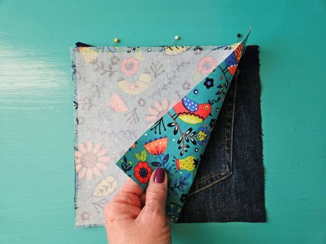 Place lining piece on top of zipper