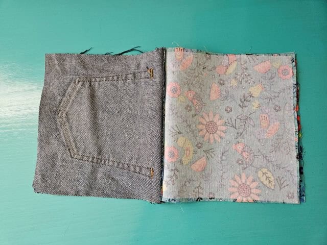 Fold the wristlet so the outer fabric pieces are right sides together and the lining pieces are right sides together