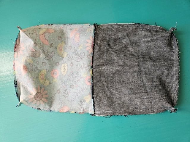 Picture of the sewn squares on the wristlet